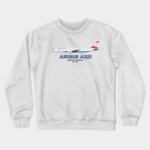 Airbus A321 - Austrian Airlines Crewneck Sweatshirt by TheArtofFlying